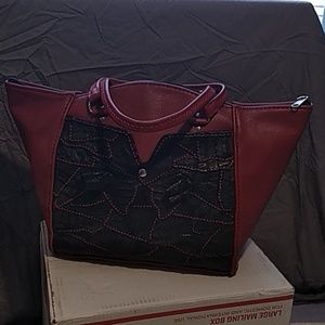 Hand leather craft tote bag